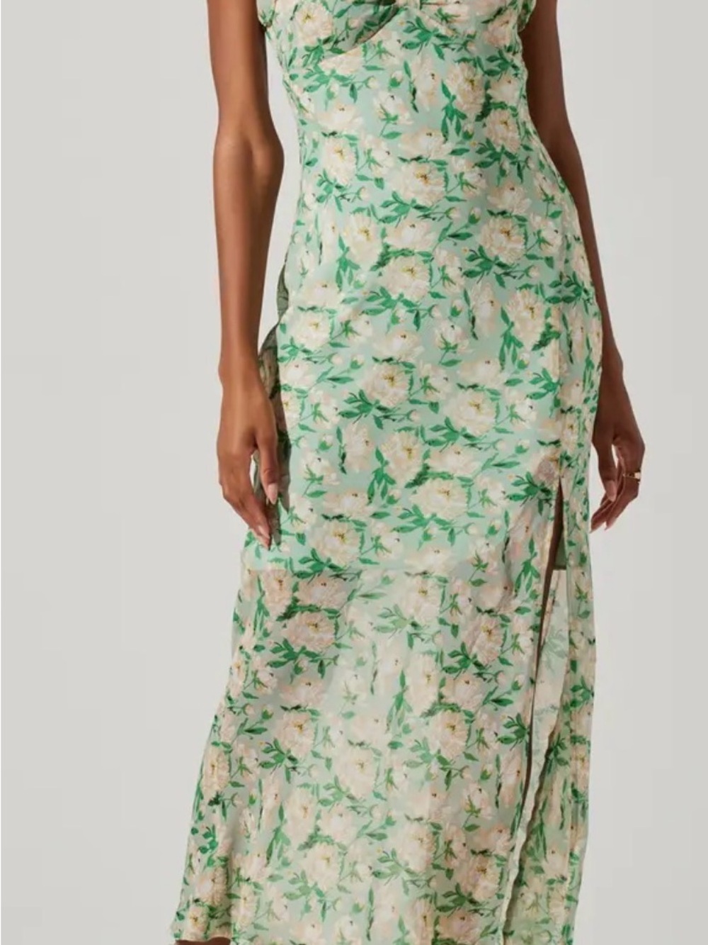 Astr Mint Green Floral Slip Dress
